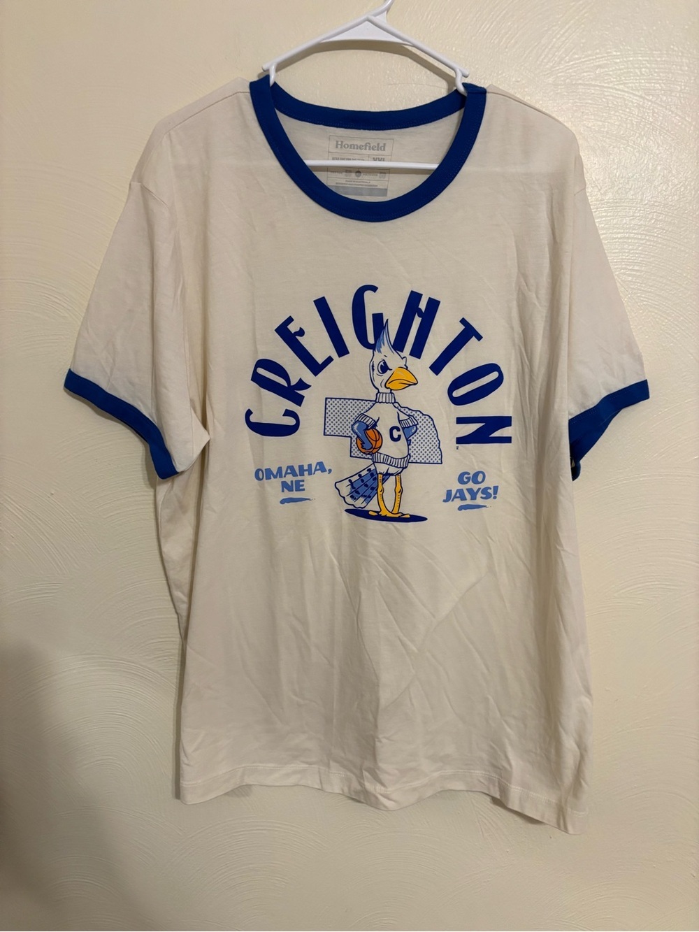 Homefield Creighton Bluejays Ringer T Shirt XXL Omaha NE Go Jays Vintage Style